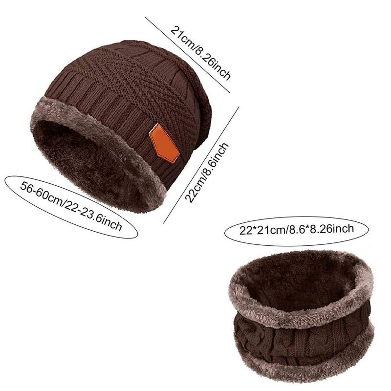 Warm Slouchy Beanie Snow Kit Knit Skull Cap Scarf Set For Men Women Winter Hat Scarf Gloves Touch Screen Gloves Circle Scarf