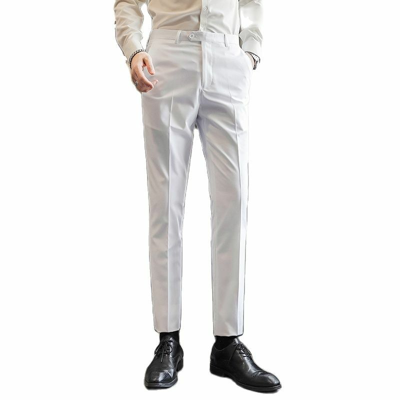 Pantalones formales de talla grande para Hombre, pantalón elegante de trabajo de oficina, informal, de fibra de poliéster, 17 colores, novedad de 2024