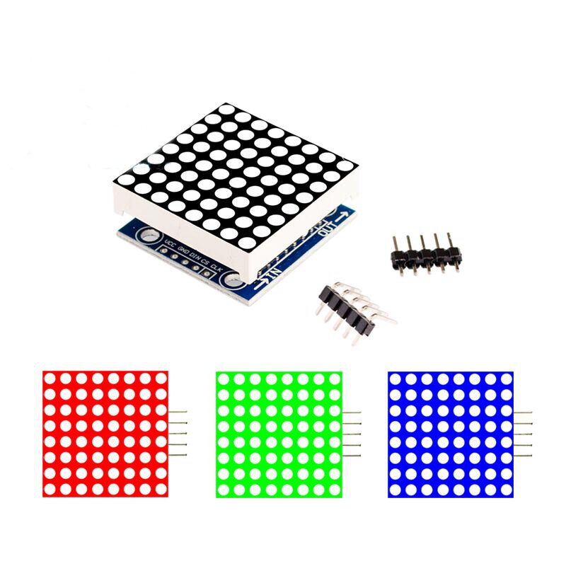 Max7219 módulo de matriz de pontos 8*8 cátodo único 5v, vermelho, azul e verde, display de led 4 em um com linha dupont