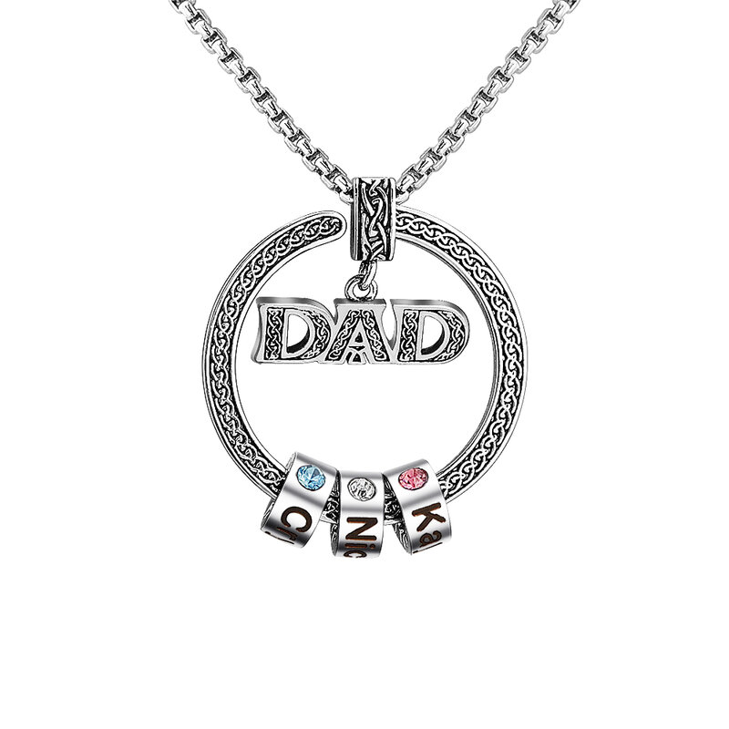 Collar personalizado para papá, collar con nombre personalizado, piedra de nacimiento, joyería, regalo para el Día del Padre