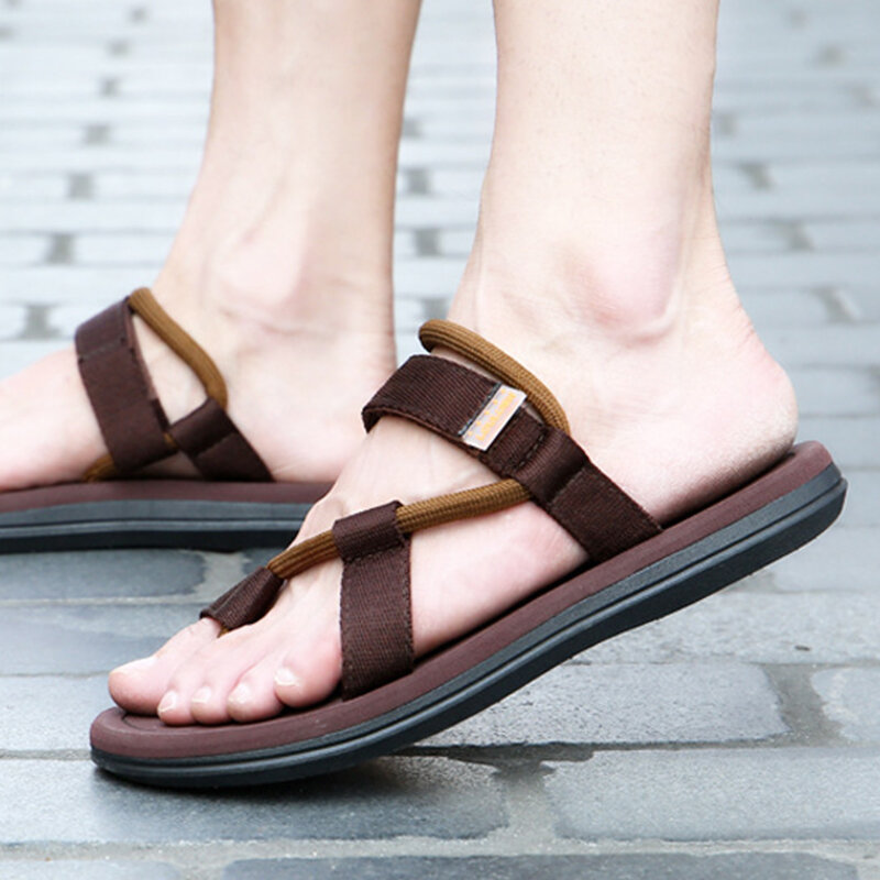 Flip Flops Slip บนรองเท้าส้นเตี้ยรองเท้าแตะชาย Sandalias Hombre Gladiator รองเท้าแตะเชือกฤดูร้อนโรมันรองเท้าชายหาด