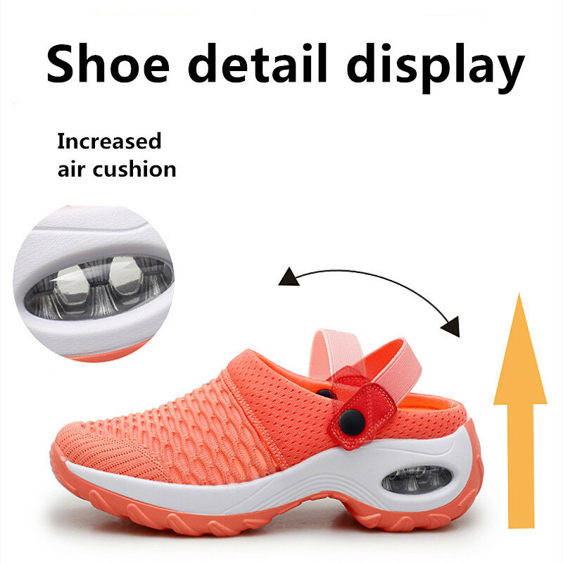 STRONGSHEN-Sandalias de plataforma antideslizantes para mujer, zapatos informales con aumento de cojín, Zapatillas de malla para caminar al aire libre, novedad