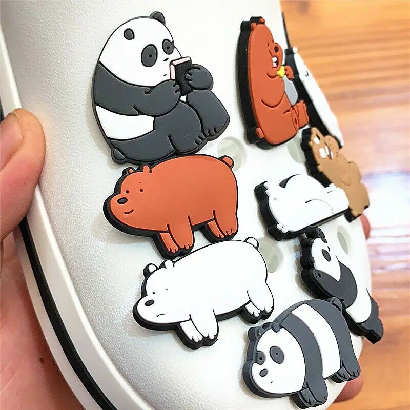 Adornos de PVC para zapatos de estilo animal, decoración de Panda, oso Polar, zapato de oso marrón, accesorios para Fiesta infantil, x-mas, de 1 a 3 uds.
