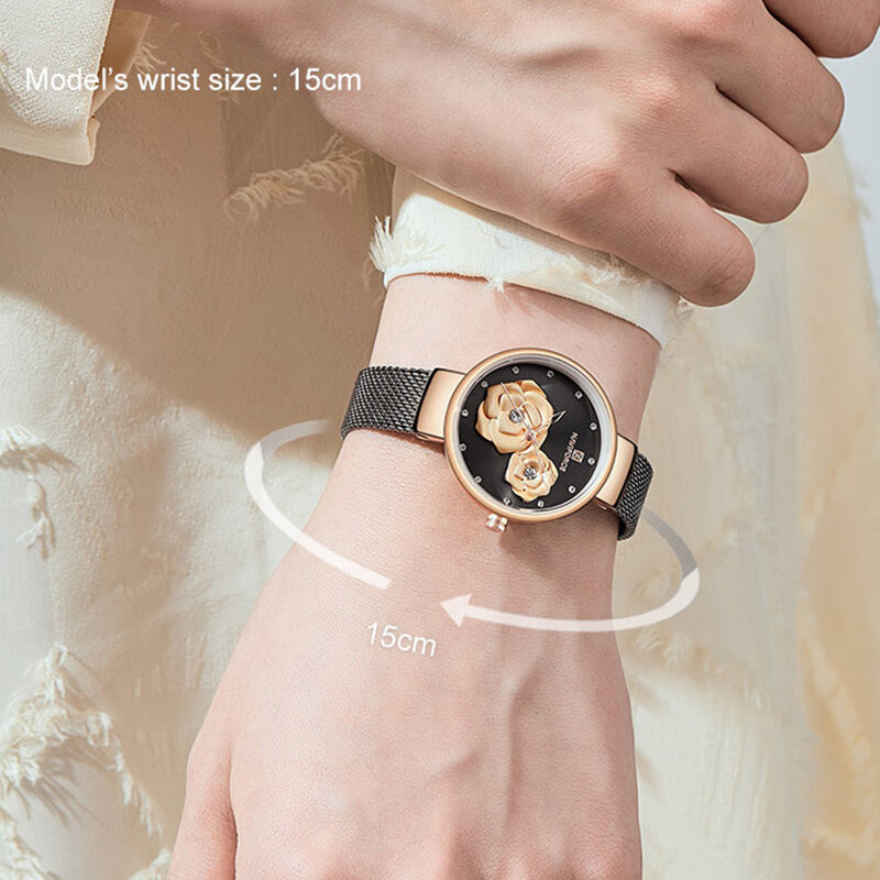 Часы наручные NAVIFORCE женские, роскошные брендовые модные креативные деловые водонепроницаемые с 3D розой, 2019