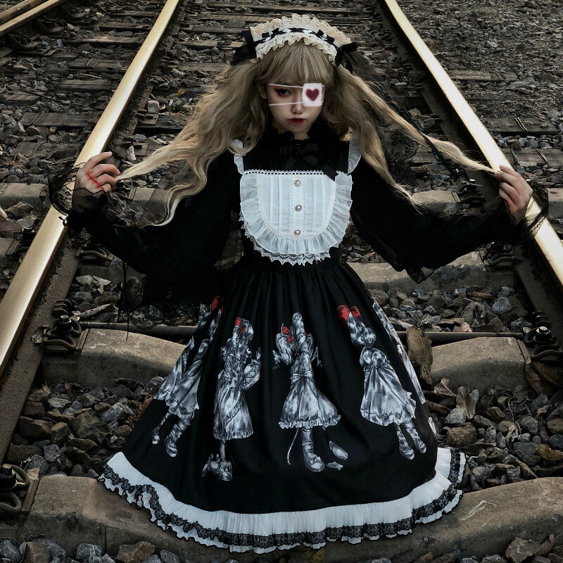 Gothic Lolita sukienka Dark Angel Demon Series High Low Lolita JSK Dress Kawaii Retro Vampire Princess Suit Halloween Girl