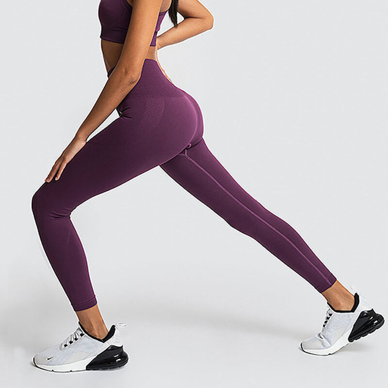 Celana Yoga Mulus Legging Wanita Ketat Legging Push Up Kebugaran Gym Pakaian Olahraga Celana Katun Pinggang Tinggi Pakaian Olahraga Gym