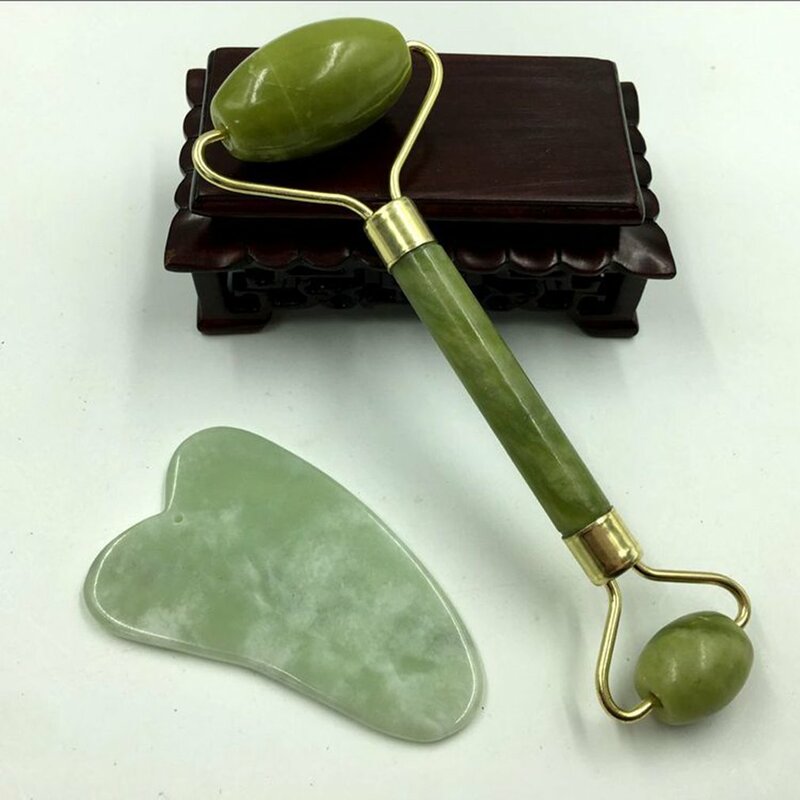 NEW Compact and lightweight Natural Facial Roller Jade Stone Roller Face Beauty Massage Tools Durable Face Lift Massager Kit