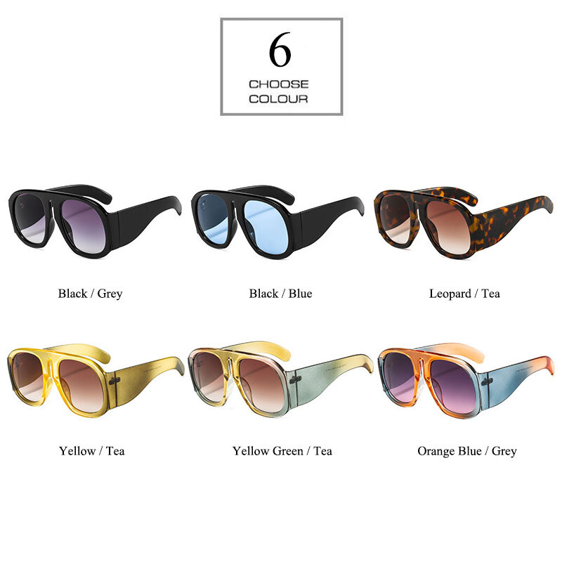 SHAUNA Oversize Gradient Colorful Frame Round Sunglasses UV400