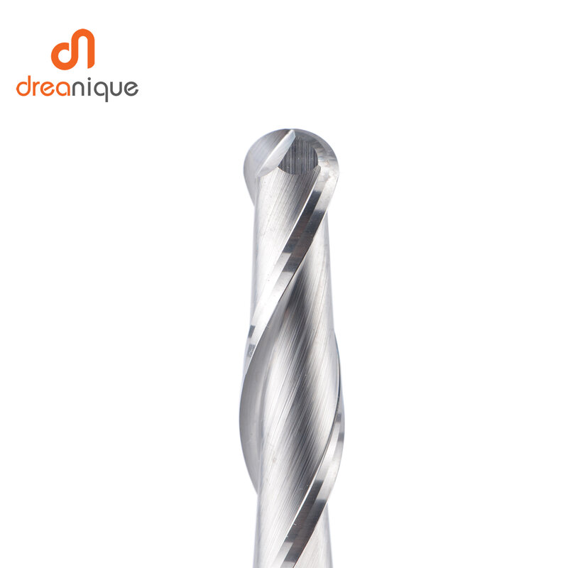 Dreanique 1 개 카바이드 볼 노즈 엔드 밀링 커터 2 플루트 R0.5-R4.0 엔드 밀 라우터 비트 나무 알루미늄 CNC W2B