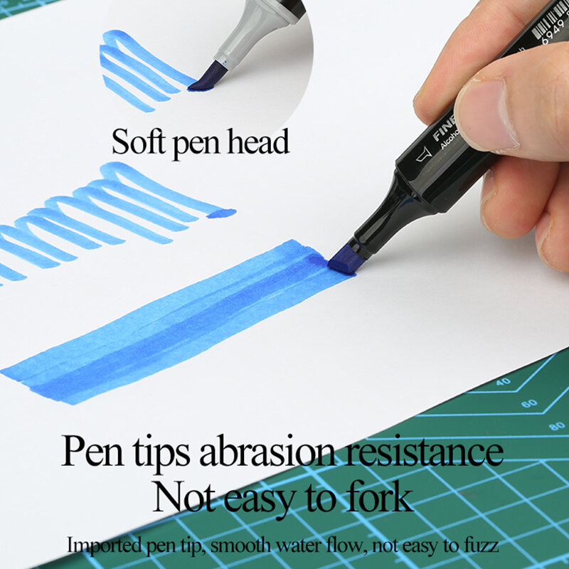Finecolour EF102 Professional Art Markers แปรงนุ่มมาตรฐาน 24/36/48/60/72 สีคู่หัวเครื่องหมายปากกา alcoholic ผิวมัน
