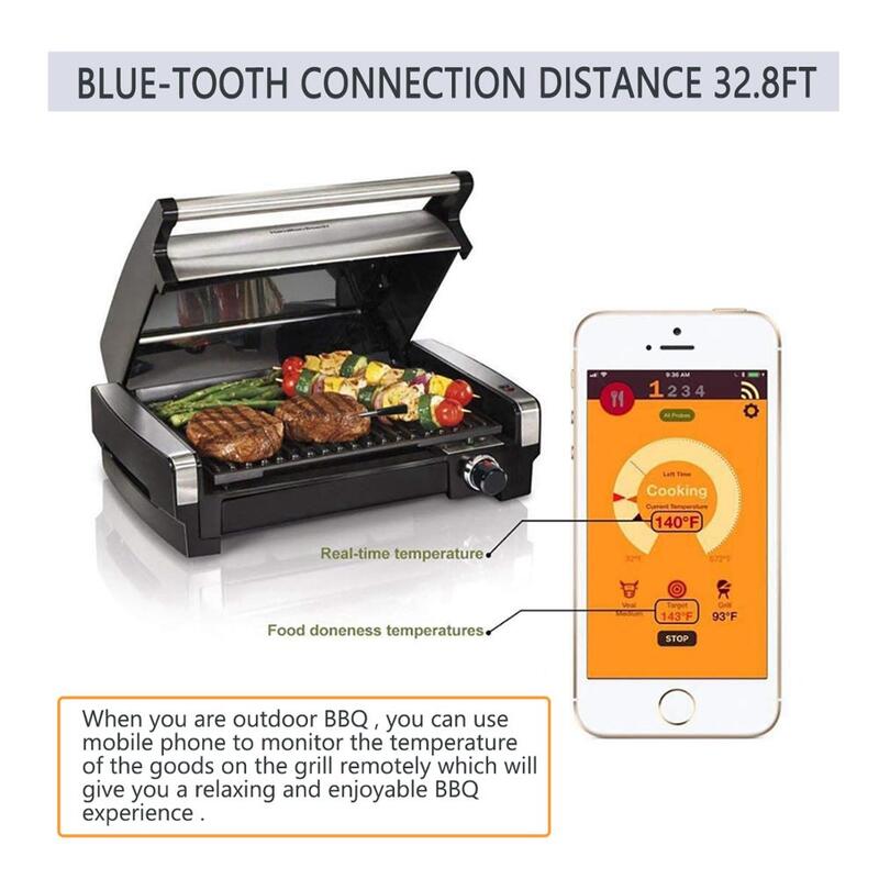Улучшенный беспроводной термометр для мяса, цифровой Bluetooth-прибор для барбекю, для духовки, гриля, барбекю, курильницы, гриль, подарок на кухню