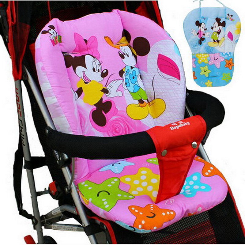 Alfombrilla de dibujos animados de Mickey para asiento de cochecito de bebé, colchón de algodón para silla de paseo, almohadillas para cochecito infantil