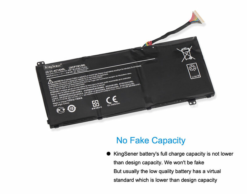 Batteria per Laptop KingSener AC14A8L per Acer Aspire VN7-571 VN7-571G VN7-591 VN7-591G VN7-791G MS2391 KT.0030G.001 11.4V 4605mAh