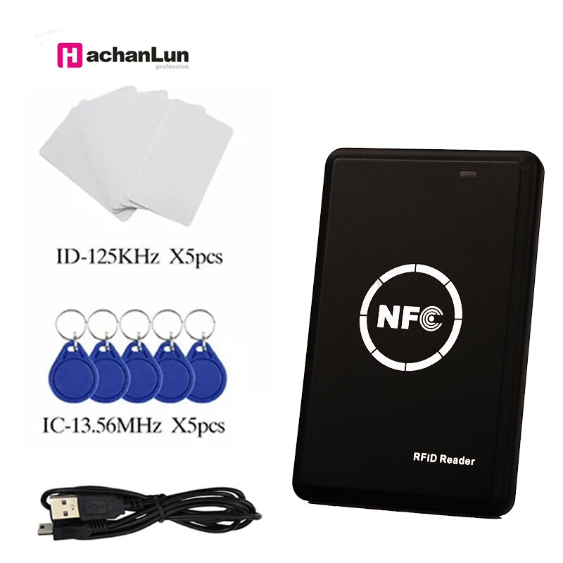 Lettore di schede RFID duplicatore fotocopiatrice 125KHz portachiavi NFC lettore di Smart Card scrittore programmatore crittografato 13.56MHz uid keyfobs