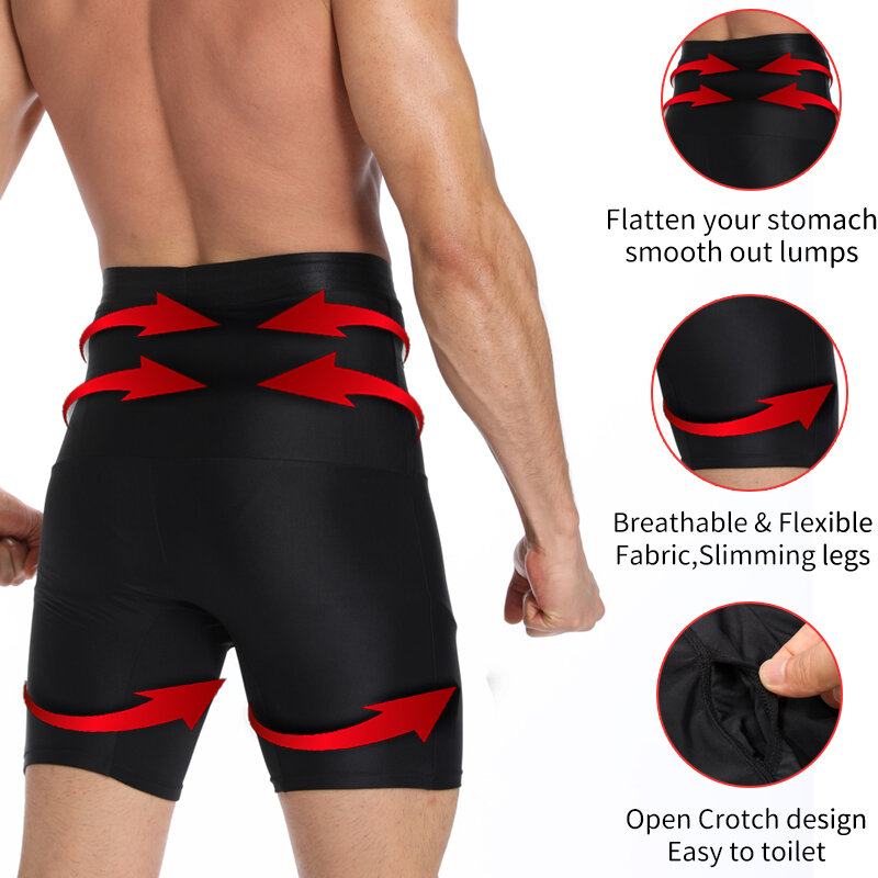 Herren Körper Shaper Compression Shorts Taille Trainer Bauch-steuer Abnehmen Shapewear Modellierung Gürtel Anti Chafing Boxer Unterwäsche