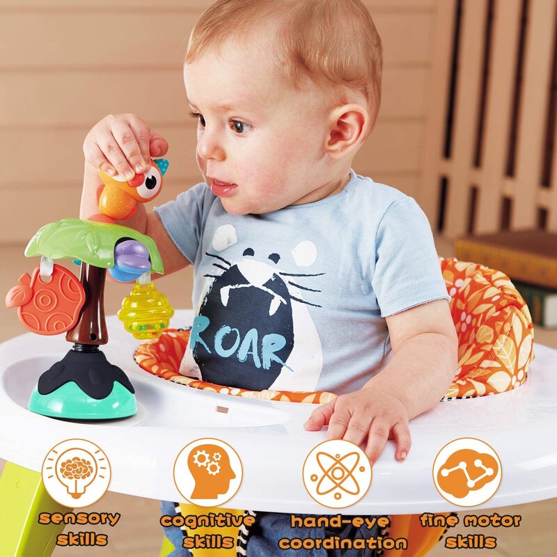 Brinquedos da cadeira alta da coruja de histoye com ventosas a bandeja do bebê do desenvolvimento chocalha o brinquedo para presentes das crianças dos bebês do bebê