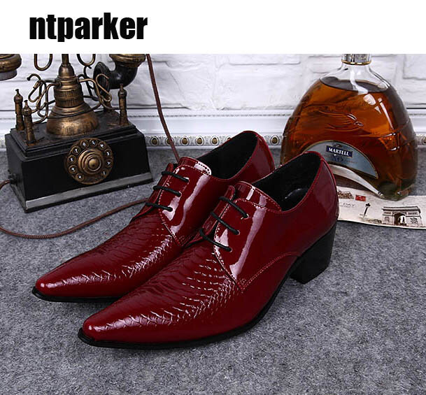 Luxury Handmade Men's Shoes Red/Black Genuine Leather Dress Man Shoes Pointed Toe Breathable Banquet Wedding Shoes for Man