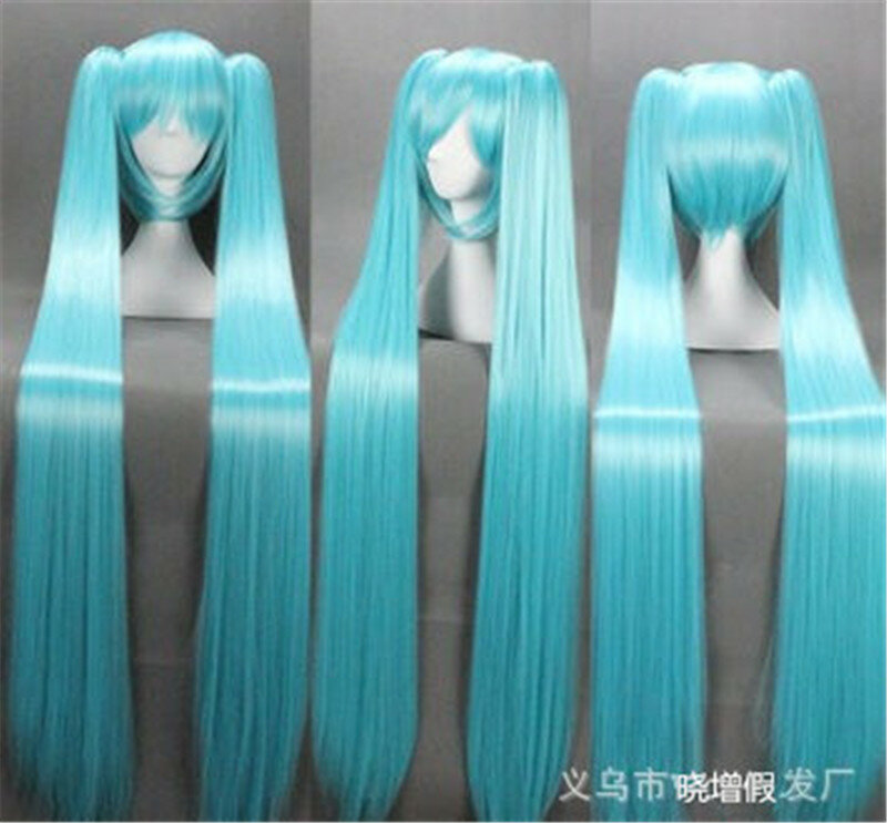 High Quality Wigs Cosplay Wig VOCALOID Hatsune Miku Costume Play Party Game Halloween Anime Hair Wig 120cm Aquamarine