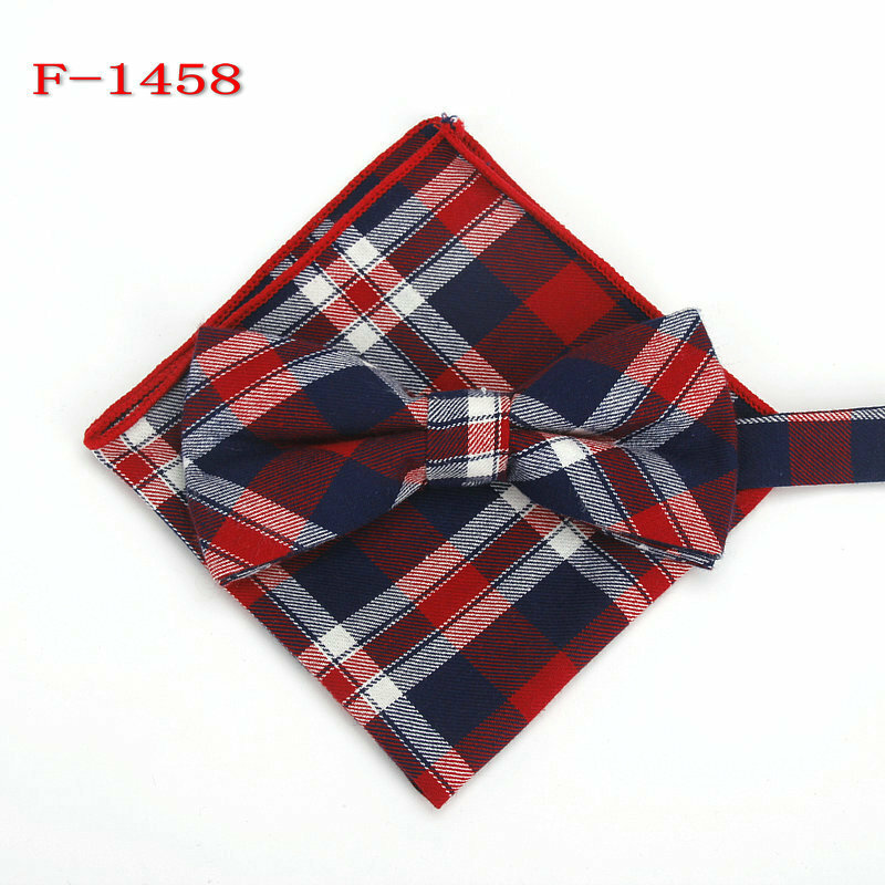 KASURE-Conjunto de pañuelo a cuadros para hombre, conjunto de corbata de moño, de punto estrecho, informal, de tartán inglés