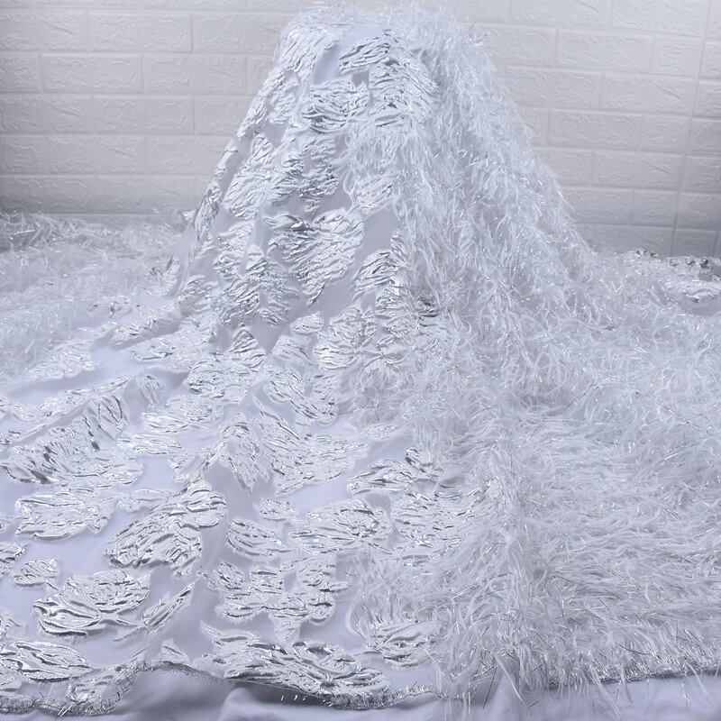 Tissu africain brodé en dentelle française et blanche pour robe de soirée, Tulle nigérian de haute qualité, collection 2020, Y1789