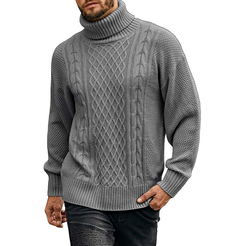 Suéter gola alta masculino, blusão fino casual de gola alta para homens, quente e sólida para outono e inverno
