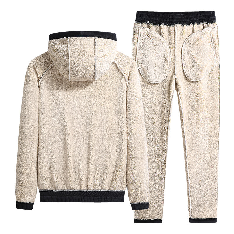 New Male Zipper Hooded Sportswear Suit Oversized 9XL Men 2 Piece Sets Fleece Tracksuits Winter Thicken Hoodie Sweatpants Set
