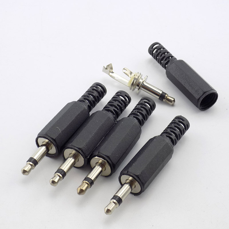Conectores de Audio mono para auriculares, adaptador macho de 3,5mm, 5/10 piezas, 2/3mm, 3,5 polos, terminales de cable