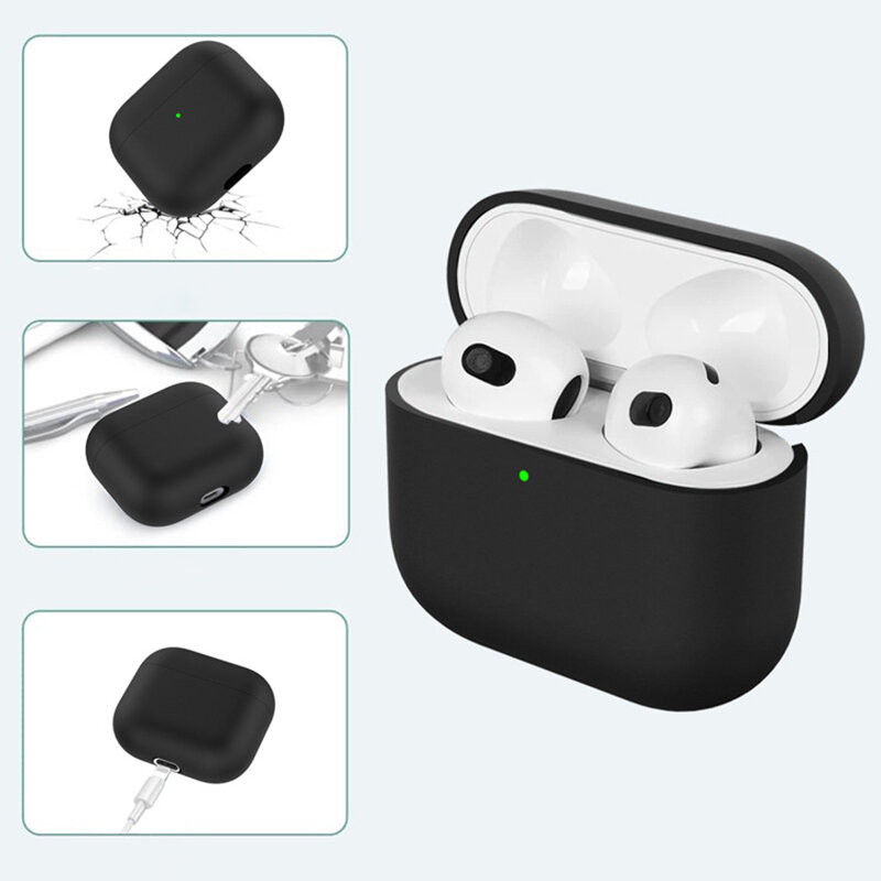TPU Silicone Case Protective Cover for AirPods 3 Earphones (AirPods Not Included)