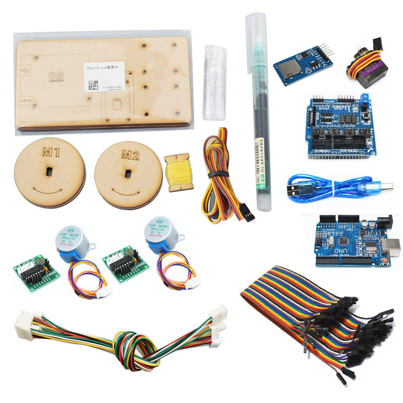 Robô Pintura Kit para Arduino, Brinquedo Passo DIY, Pull Line Plotter, Robot Maker, Conjunto Completo, DIY