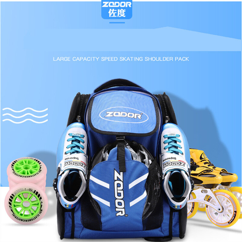 Original ZODOR speed skates patines carrier daily waterproof skates backpack 4x90 4x100 4x110 skating bag blue red container