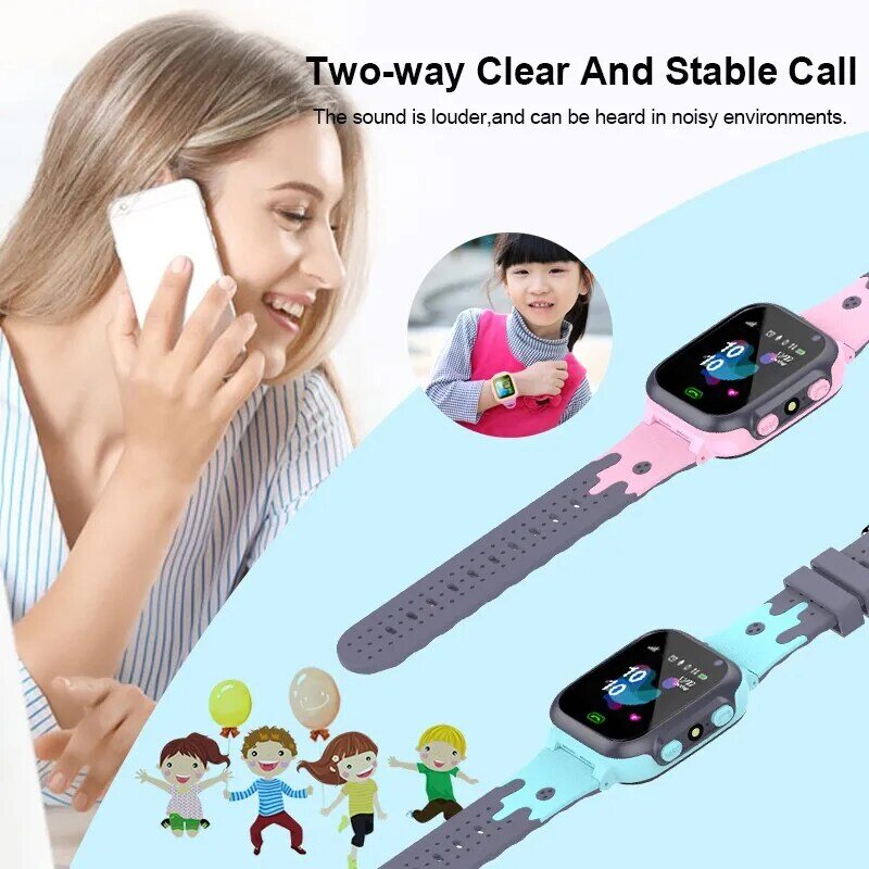 아이들의 스마트 워치 SOS 전화 시계 Sim 카드를 가진 아이를위한 Smartwatch IOS 안드로이드를위한 방수 IP67 아이 선물