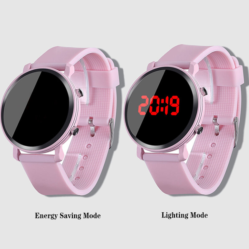 Часы Детские светодиодные с силиконовым ремешком, повседневные цифровые спортивные наручные для мальчиков и девочек, розовые, 2019