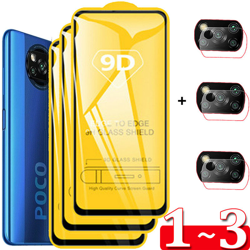 1 ~ 3 Tempered Glass Poco X6 X5 X3 X4 F5 Pro 5G Kamera Pelindung Film untuk Poco M4 Pro Pelindung Layar Poko F5 Pro Screen Protector Glass Poco X3 NFC Kaca Xiaomi Poco X3 Pro Glass Poco X4 F4 GT M6 M5 M5S