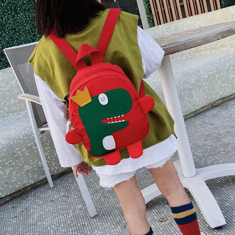 Minicabolsa escolar para niños y niñas, bonita mochila escolar de dinosaurio de dibujos animados en 3D, color rojo y azul, 2 unidades