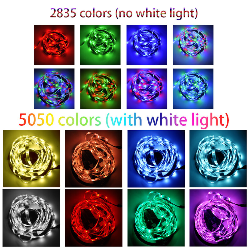 Tira de luz LED RGB SMD 5050 2835 Luces Led de color cambiante, Luces de tira RGB impermeable 5M 10M 15M 20M lazo cinta Flexible de diodo