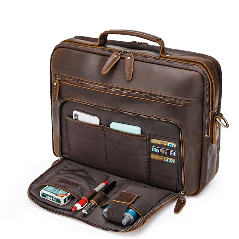 Новый дизайн, кожаный портфель для ноутбука, деловой портфель из натуральной воловьей кожи, сумка для ноутбука, Мужская рабочая сумка