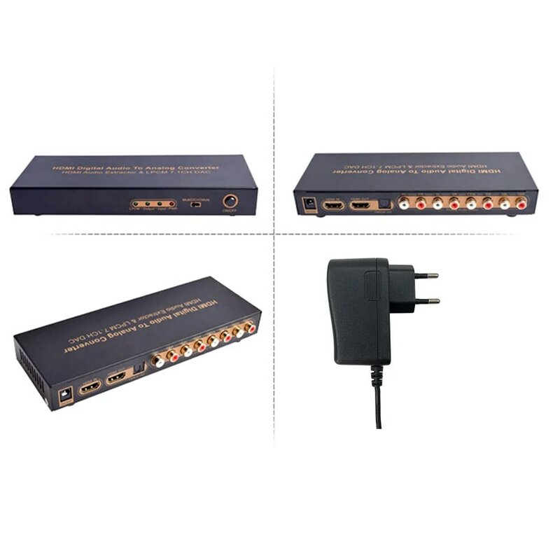 HDMI Audio Extractor 4K HDMI Digital Audio LPCM To 7.1 Analog Audio Extractor Converter DAC ดิจิตอล HDMI 7.1เสียงถอดรหัส
