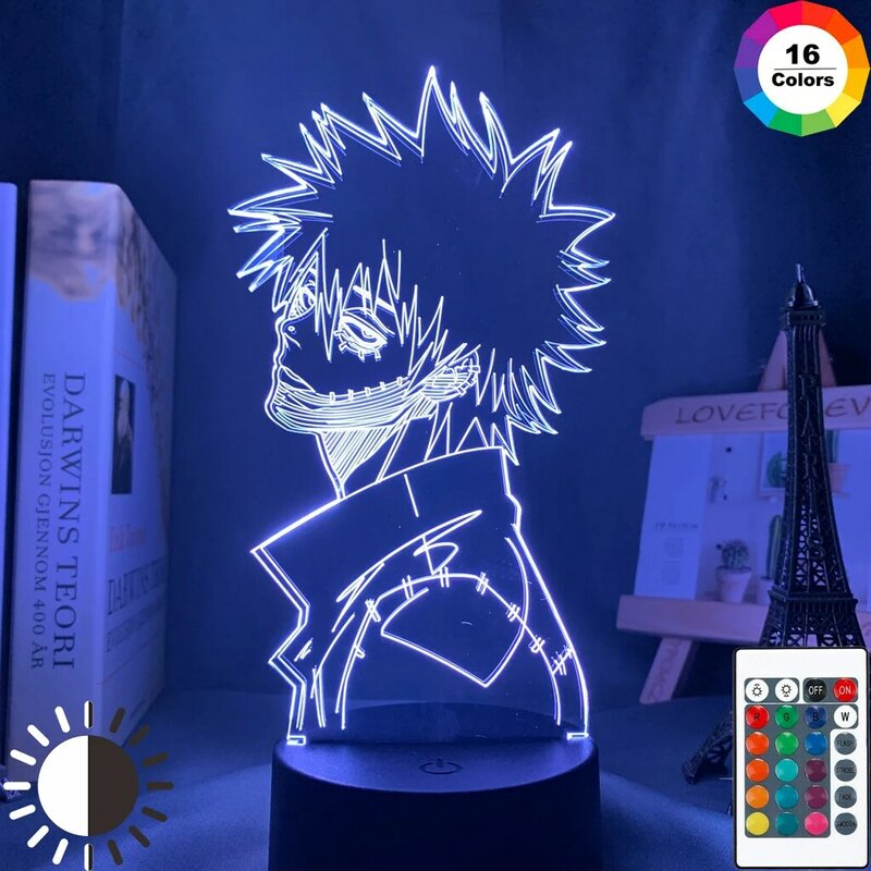 아크릴 3d 램프 Anime 나의 영웅 학자 Dabi 침실 장식을위한 Led 빛 그를위한 차가운 만화 선물 Rgb 다채로운 밤 빛 Dabi