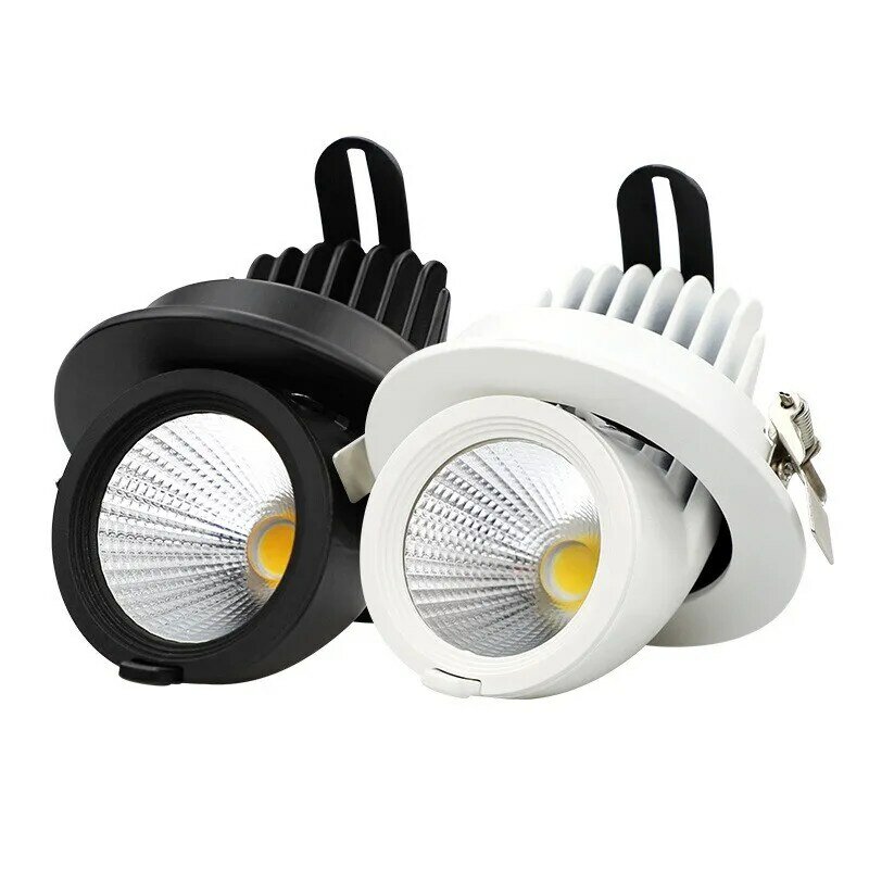 Czarny/biały wodoodporny wpuszczany COB LED typu Downlight 5W 7W 10W 12W 15W 20W 30W 36W światło punktowe sufit łazienkowy lampa AC 220V