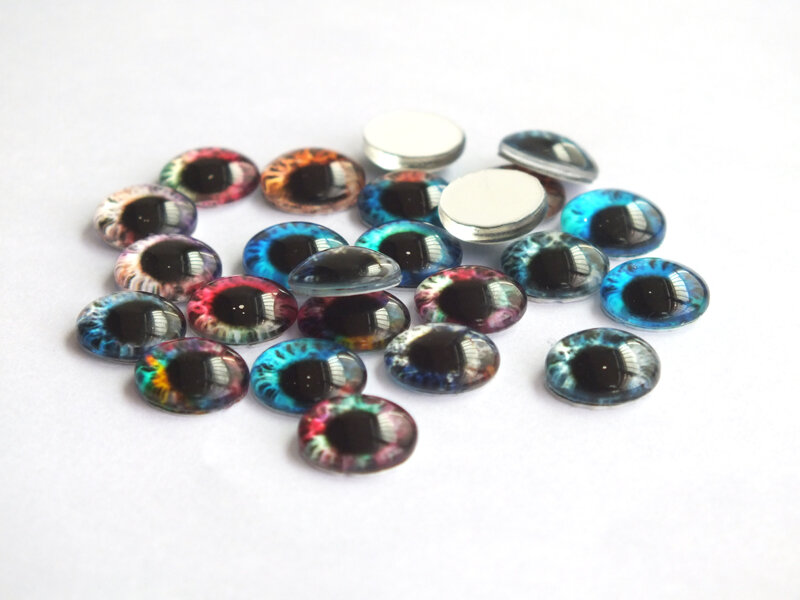 20Pcs 8/10/12/14/16/18/20mm  Doll Eyes Photo Round Glass Cabochon Flat Back Fit To DIY  Doll Eye Chips
