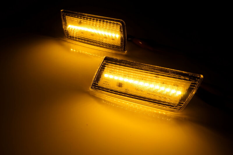 ANGRONG-indicador lateral LED ámbar para coche, luz de señal de giro, lente transparente, para Chrysler 300, 2005-2014, 2x
