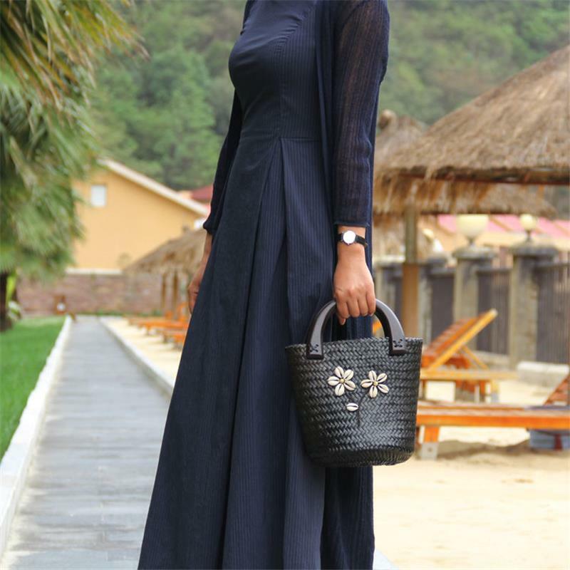 Bolsa de palha tailandesa artesanal original, bolsa de mão de palha de rattan, mini bolsa retrô de férias feminina, a6999