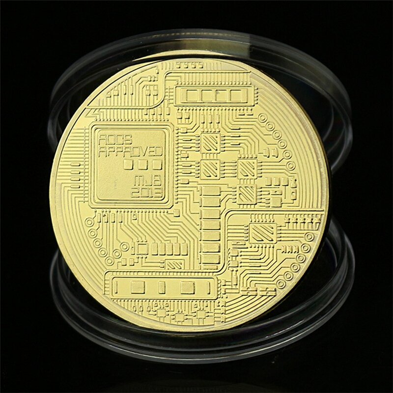 Биткоин художественная коллекция Позолоченные физические биткоины Биткоин BTC с чехлом подарок физические металлические антикварные Имитационные серебряные монеты