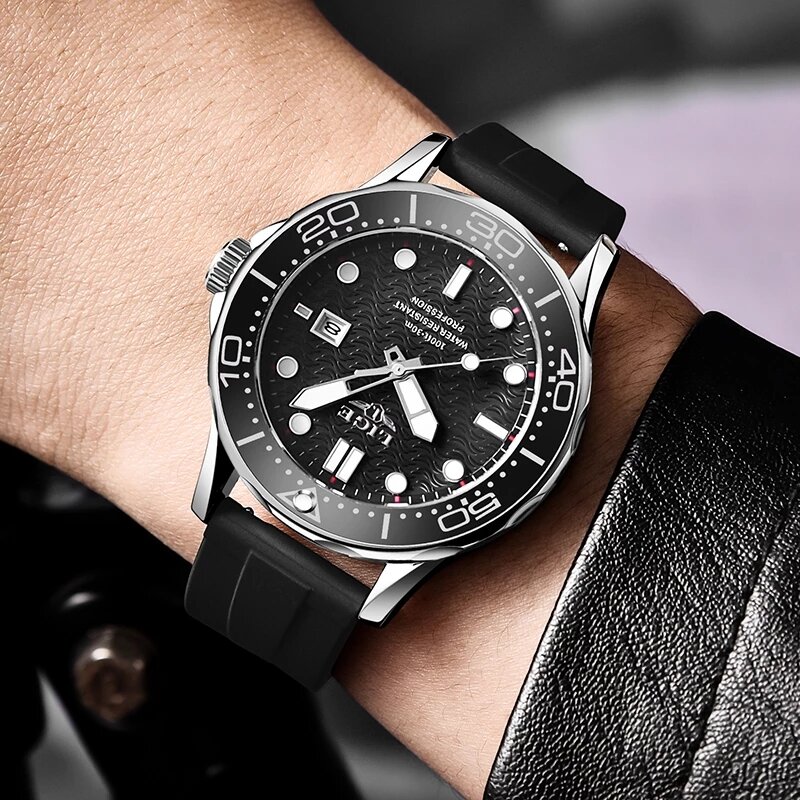 2023 LIGE Watches Mens Top Brand Luxury Silicone Men Watch Casual Business Waterproof Quartz Clock Sports Date Wrist Watch Man