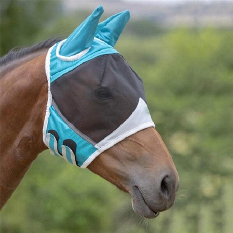 Capa de rosto de cavalo confortável capa de rosto de animal de cavalo elástico respirável anti-mosquito