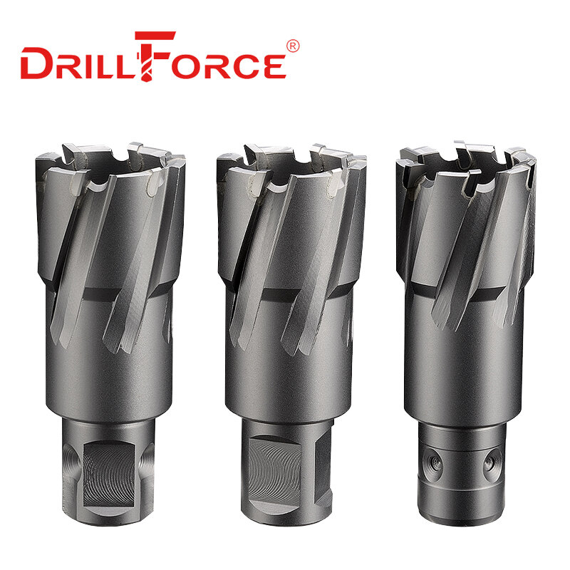 Drillforce 12-65mmx50mm TCT Annular Cutter Hole Saw Tungsten Carbide Tip Hard Alloy Core Drill Bit untuk Magnetik Bor