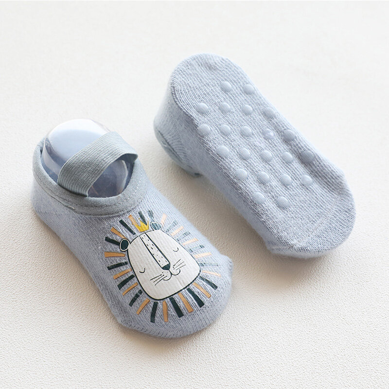 Детские Нескользящие носки, Милый хлопковый для новорожденных мальчиков и девочек, детские Нескользящие теплые носки с мультяшными животными, недорогие кроссовки