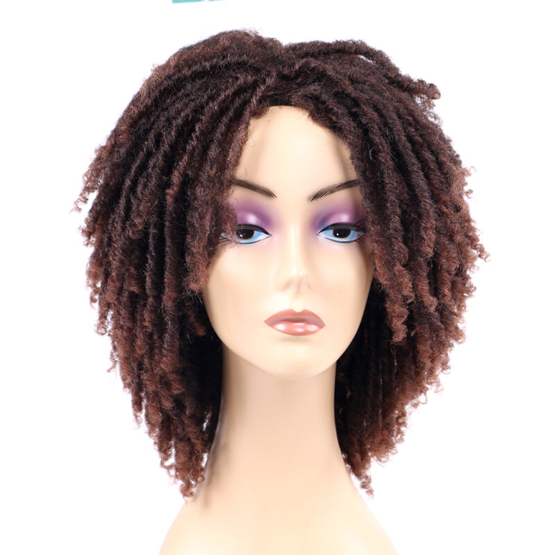 Afro Wig Kinky Curly Synthetic Dreadlock Wig for Women Ombre Black and Brown Wig for Black Women