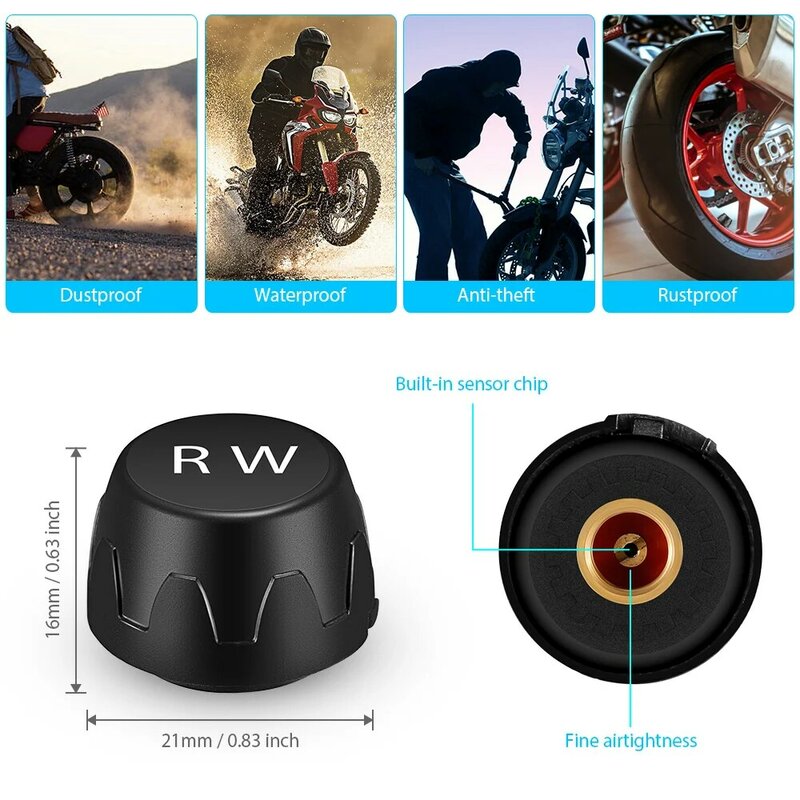 Sistema de control de presión de neumáticos, 2 sensores TPMS, fabricante chino, venta al por mayor, motocicleta, scooter, autobike