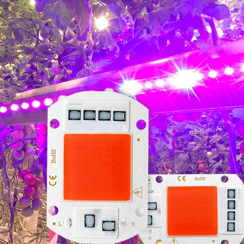 Diodo emissor de luz cresce a luz espectro completo cob led chip ac 110 v 220 v nenhuma necessidade driver phyto lâmpada para a planta interior luz plântula crescer lâmpada